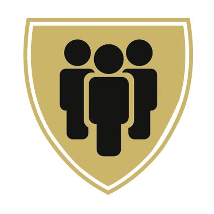 Blason représentant le groupe Associations, corporations et clubs avec illustration d'un groupe de personne