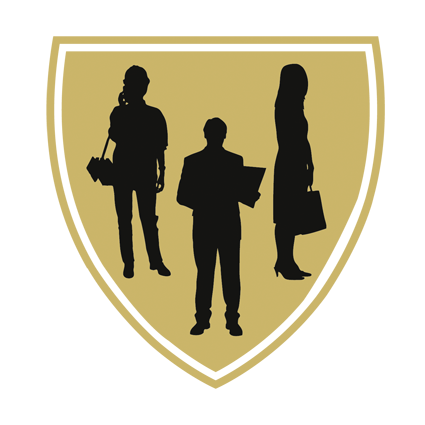Blason représentant le groupe Entreprises et Comités d'entreprise avec illustrations d'homme et de femmes d'affaire